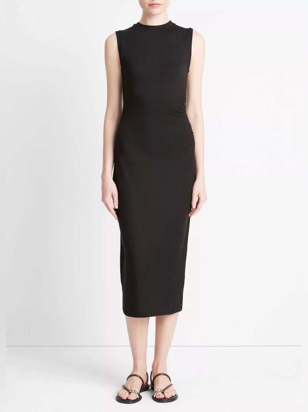 Vince Sleeveless Gathered-Waist Dress